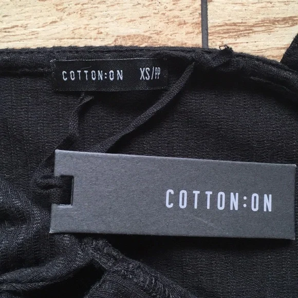 Cotton On Teagan Tie Front Black Mini Dress Sz XS - Picture 12 of 12